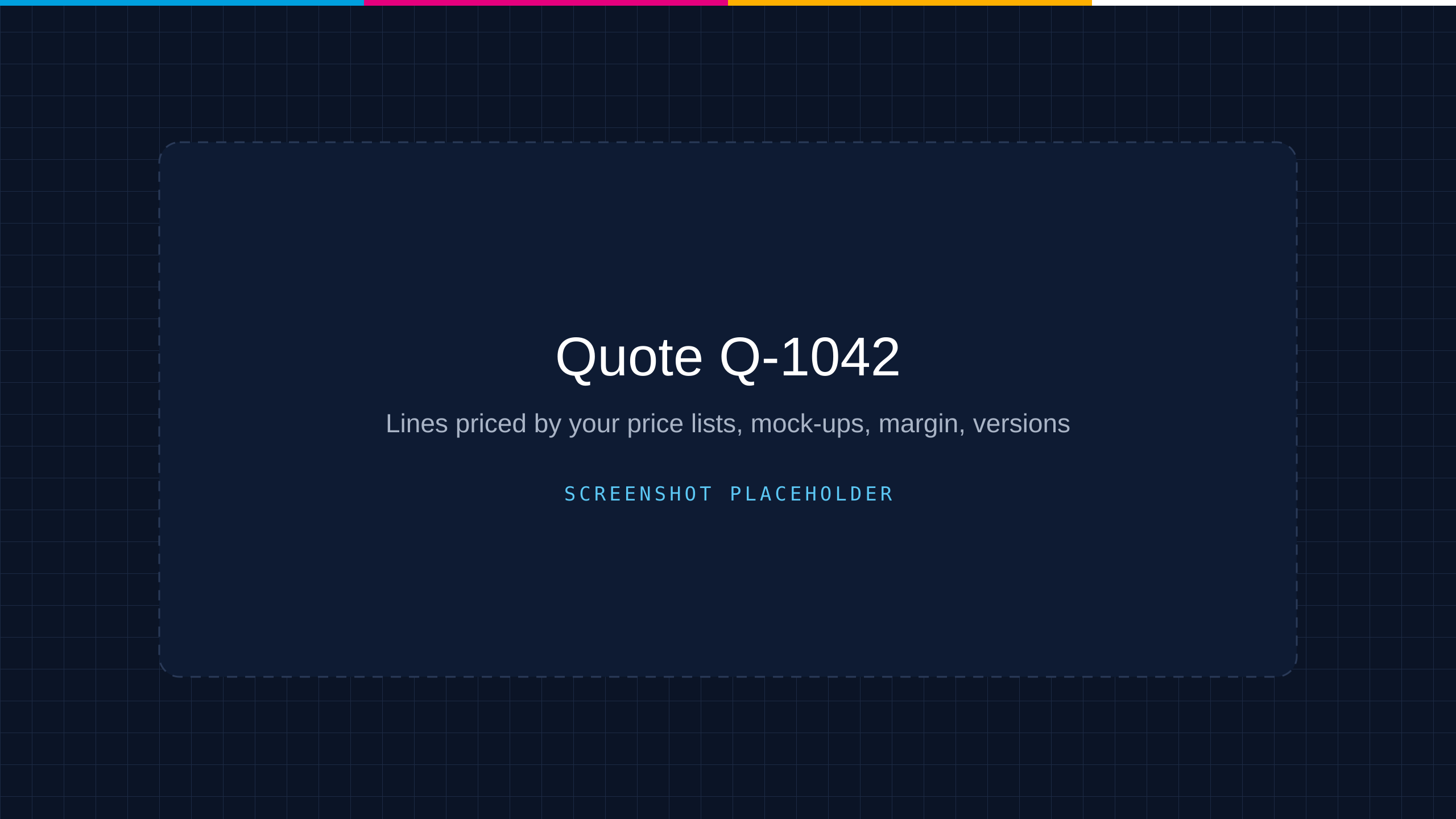 A quote in the Total Print Hub Admin: lines priced by the shop's own price lists, mock-ups beside each line, the margin only staff see, the versions and the activity.